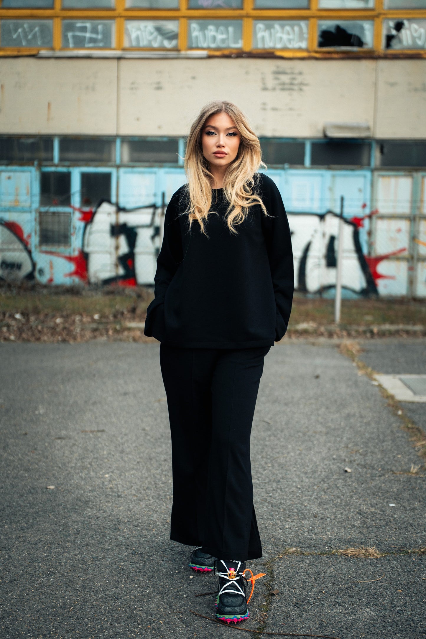 Black Cozy Vibe szett (nadrág + felső)