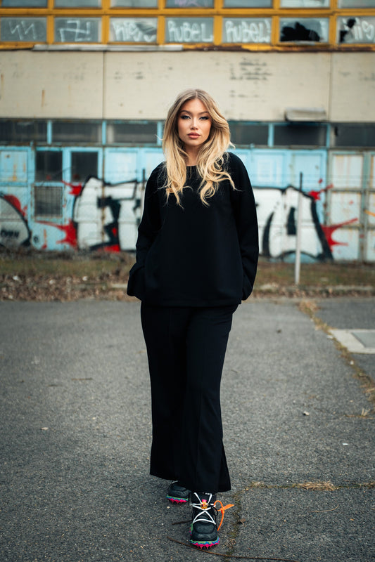 Black Cozy Vibe szett (nadrág + felső)