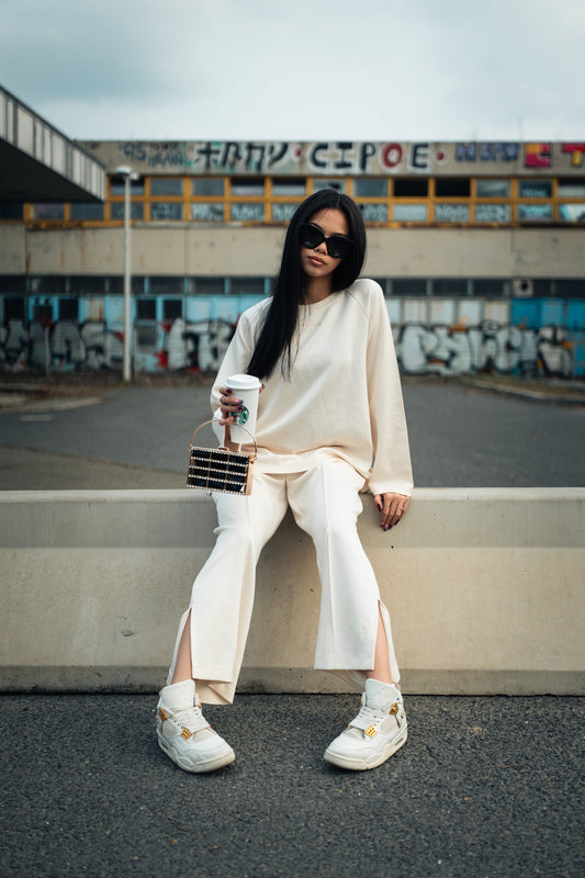 Cream Cozy Vibe szett (nadrág + felső)